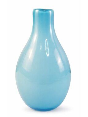 Aqua Blue Glass Vase Coastal Decor Teardrop Shape Ocean Inspired Home Accent Min